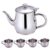 Kids Tea Set Includes Portable 330ml Stainless Steel Long Spout Teapot with Filter Screen and 4 70ml Cups for Children Camping Home Kids Tea Set, Small Teapot, Stainless Steel