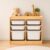 Kids Toy Organizer with Bookshelf, Solid Wood Shelf with Pull-Out Bins