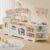 Kids Wooden Play Kitchen Set, All-in-One Pretend Kitchen Playset with Coffee Machine, Oven, Ice Maker, BBQ Grill & Accessories, Toddler Kitchen Toy for Boys & Girls Ages 3+