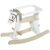 Kids Wooden Rocking Horse, Safety Guardrail, Handlebar and Foot Bar, White