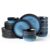 KINGSTONE Stoneware Dinnerware Sets for 8, Reactive Glaze, Navy Blue