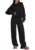 KIRUNDO Sweatsuits Women 2 Piece Outfit Sweat Set Lounge Sets, Black, L