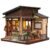 Kissa Coffee Miniature House Kit, DIY Wooden Japanese Café with Warm LED Light, 262 Pcs 3D Puzzle Building Set with Paper Animals, Cozy Kissaten Bookshelf Decor for Adults