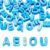 KISSITTY Iridescent Vowel Letter Beads 6mm Large Hole Deep Sky Blue Acrylic European Rainbow Color Letters Alphabet Spacers Charm for DIY Jewelry Craft Making 50pcs
