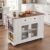Kitchen Island Cart with Glass Door Storage, Power Outlet and Open Shelves, Rolling Kitchen Island with Knife Holder, for Kitchen, Dining
