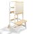 Kitchen Step Stool for Toddlers with Non-Slip Mat, WOOD CITY Wooden Kids Montessori Learning Stool Tower, Toddler Standing Tower Helper for Kitchen Counter and Bathroom Sink(White-Natural-Adjustable)