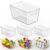 KJIXYUNG Clear Pantry Organizer Bins, Storage Containers & Plastic Containers with Handle, Cabinet Organizer, Home Organization Must Haves for Kitchen, Laundry Room, Office, Closet & Freezer (6 Pack)