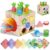 KMTJT Wooden Activity Cube with Baby Tissue Box Toy – Montessori Toys for 1 2 3 Year Old Toddlers, 1st First Birthday Gifts for 12+ Months Baby Boys Girls | Bonus Sorting & Stacking Game