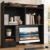 knoworld Desktop Bookshelf for 27″ Monitor, 36.4″ Tall Dorm Desk Hutch Organizer with 5 Shelves & 1 Drawer, Engineered Wood Desk Shelf for Computer Desk, Black