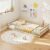 KOMFOTT Twin Size Wood Floor Bed with Door & Fence, Montessori Bed Frame with Full Length Safety Guardrails, Door & Latch, Wooden Montessori Floor Bed for Kids, Girls, Boys (Natural, Twin)