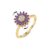 KONPJE Sunflower Fidget Ring for Women Gold Anxiety Crystal Rings Cubic Zirconia Sunflower Open Adjustable Fidget Ring Spinner Sun Ring for Men Trendy Jewelry (Gold Purple)