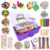 kortes Jumbo Art and Craft Supplies for Kids, Toddler DIY Craft Art Supply Set Included Pipe Cleaners, Pom Poms, Feather, Folding Storage Box – All in One for Craft DIY Art Supplies (Purple)