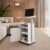 KORVYAL White Sit-to-Stand Rolling Desk: Height Adjustable Mobile Table