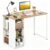 KOTEK 45 Inch Computer Desk, White Modern Home Office Desk W/Storage Shelve