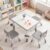 KOTEK Kids Table and 4 Chairs, Graffiti Desktop, Height Adjustable (Grey)