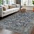 KOZYFLY Washable Area Rug 5×7 Living Room Thin Area Rug Non-Slip Soft Rug for Bedroom, Printed Blue Floral Vintage Carpet for Laundry Kid Room