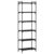 KPWENFBSL 6 Tier Industrial Bookcase, Tall Wood and Metal Bookshelf, Narrow Standing Display Shelving Unit for Living Room and Home Office, Matte Black, 23.6 x 11.8 x 74.0 in