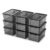 Krihan 9-Pack Plastic Storage Bins with Lids, 6 Quart Stackable Organization Containers with Latch Buckle.Clear Black