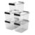 Krihan Stackable Clear Storage Bins with Latching Lids, 6-Quart (5-Pack) – Durable Plastic Organizing Containers with Handles for Home, Office, Closet & Pantry Organization