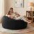 KROFEM Dual Flannel Bean Bag w/Side Pocket, Foam Sofa for Couple Pet Bedroom Dorm (Black, 5FT)