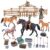kukifun Horse Stable Playset 40PCS, Farm Barn Toy with Rider for Kids