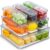KUMD 10-Pack Clear Fridge Organizer Bins with Lids, Stackable Refrigerator Storage Containers, BPA-Free with Drain Tray & Anti-Slip Base for Fruits, Veggies, Drinks
