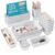 Kutesna 25 PCS White Drawer Organizer Set, 4 Size Interlocking Plastic Storage Bins for Office Supplies, Jewelry Makeup Vanity, Bathroom Kitchen, Home Organization Closet, Gadgets Small Items