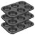 kuyeyzu Jumbo Muffin Pan 3 Pack, Large Muffin Pan Nonstick 6 Cup, Carbon Steel Cupcake Pans for Baking, 3.3″ Deep Cavity Muffins Tin, Black