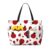 Ladybug Red Black Dots White Large Beach Tote Bag For Women With Zipper & Wet Pocket, Lightweight Foldable Gym Tote For Travel, Grocery, Swim, Sports