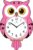 Lafocuse 12 Inch Owl Clock with Swinging Tail, Pink Wall Clock Kids Room