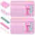 Lainballow 20 Pcs Disposable Manicure Kit, Portable Mini Manicure Set for Travel, Pink Disposable Pedicure Kit with Nail File, Buffer Block, Buffer, Handle Brush & Wood Stick for Home, Professional