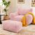 LaoGeoRon Giant Bean Bag Chairs for Adults, Large Plush Bean Bag Chair with Armrests & Ottoman, Living Room Beanbag Chair with Memory Foam Filled, Vacuum-Compressed for Easy Gifting, Pink