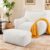 LaoGeoRon Giant Bean Bag Chairs for Adults, Large Plush Bean Bag Chair with Armrests & Ottoman, Living Room Beanbag Chair with Memory Foam Filled, Vacuum-Compressed for Easy Gifting, White