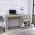 Laptop Desk for Bedroom,Computer Desk, Two Drawers, One Lower Shelf, Light Gray