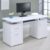 Laptop Desk for Bedroom，White Computer Desk with 2 Drawers and Cabinet