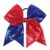 Large Big 7 Inch Cheer Bow, 4th of July Sequin Bow Elastic Hair Tie, Glitter Hair Bow Scrunchies, Ponytail Hair Accessories Independence Day Gift for Teen Girls Women (Red+Royal Blue)