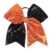 Large Big 7 Inch Sequin Bow, Cheer Bow Elastic Hair Tie, Glitter Hair Bow Ribbon Scrunchies, Ponytail Holders Halloween Hair Accessories Gift for Teen Girls Women (Orange+Black)