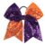 Large Big 7 Inch Sequin Bow, Cheer Bow Elastic Hair Tie, Glitter Hair Bow Ribbon Scrunchies, Ponytail Holders Halloween Hair Accessories Gift for Teen Girls Women (Deep Purple+Orange)