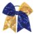 Large Big 7 Inch Sequin Bow, Cheer Bow Elastic Hair Tie, Glitter Hair Bow Ribbon Scrunchies, Ponytail Holders Hair Accessories Gift for Teen Girls Women (Royal Blue+Yellow)