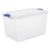 Large Latching Storage Bin, 66 Quart, Clear Plastic Container with Latch Lid, Blue