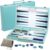 Large Turquoise Backgammon Set for Adults – Classic Board Game for 2 Players Adults and Kids – Premium 15 Inch Backgammon Board with 32 Playing Pieces in Quality PU Leather Case