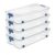 Large Underbed Wheeled Storage Bin, 66 Quart Clear Plastic Container with Latch Lid, Blue,4 Pack