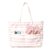 Large Waterproof Multipocket Tote Bag for Pool Gym Travel (Pink Stripes)