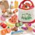 LAUGIGLE Wooden Play Food Sets for Kids Kitchen, Montessori Toy Food with Pizza Toy, Easter Eggs, Pretend Food Play Kitchen Accessories, Cutting Fake Food with Canvas Tote Bag, Birthday Christmas Gift