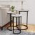 Lavish Home Round Nesting Tables Set of 3, Faux Marble Tabletop, White