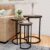 Lavish Home Round Nesting Tables Set of 3, Woodgrain-Look Top, Gray-Brown