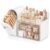 LavStow cosmetic organizer box (with dustproof makeup brush holder), large-capacity double-drawer vanity organizer, specially designed for storing lipsticks,eyeshadow palettes and makeup brushes