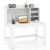 LDAILY Computer Hutch Desk with Power Outlets for Dorm Office White