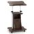 LDAILY Mobile Podium Stand, Height-Adjustable Portable Rolling Laptop Stand with Storage Cabine & Tilting Desktop, Sit to Stand Desk Laptop Cart with Lockable Casters for Office (Dark Brown)