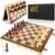 LEAP Magnetic Wooden Chess Sets 15.5 inch Foldable Chess Board 3 inch King Height Chess Pieces Travel Chess Sets, Chess Board Set with 2 Extra Pieces and Storage Slots for Beginer, Adults
